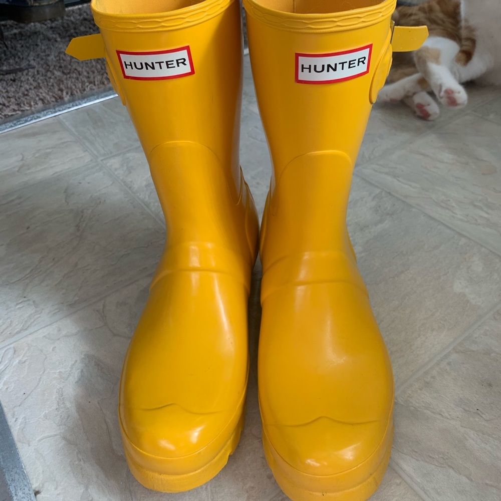 Yellow Hunter rain boots